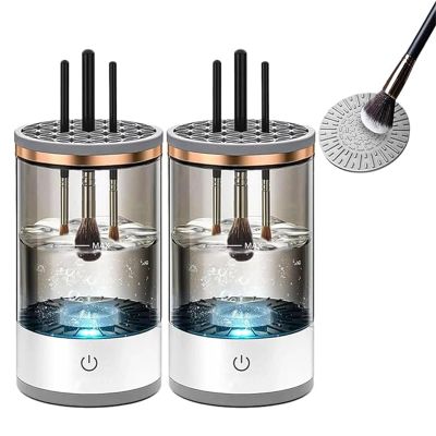 Brushly Pro Cosmetic Brush Cleaner, Makeup Brush Cleaner, Electric Makeup Brush Cleaner Machine, Automatic Spinning Makeup Brush Cleaner Fit Makeup Brush,Black,2PC