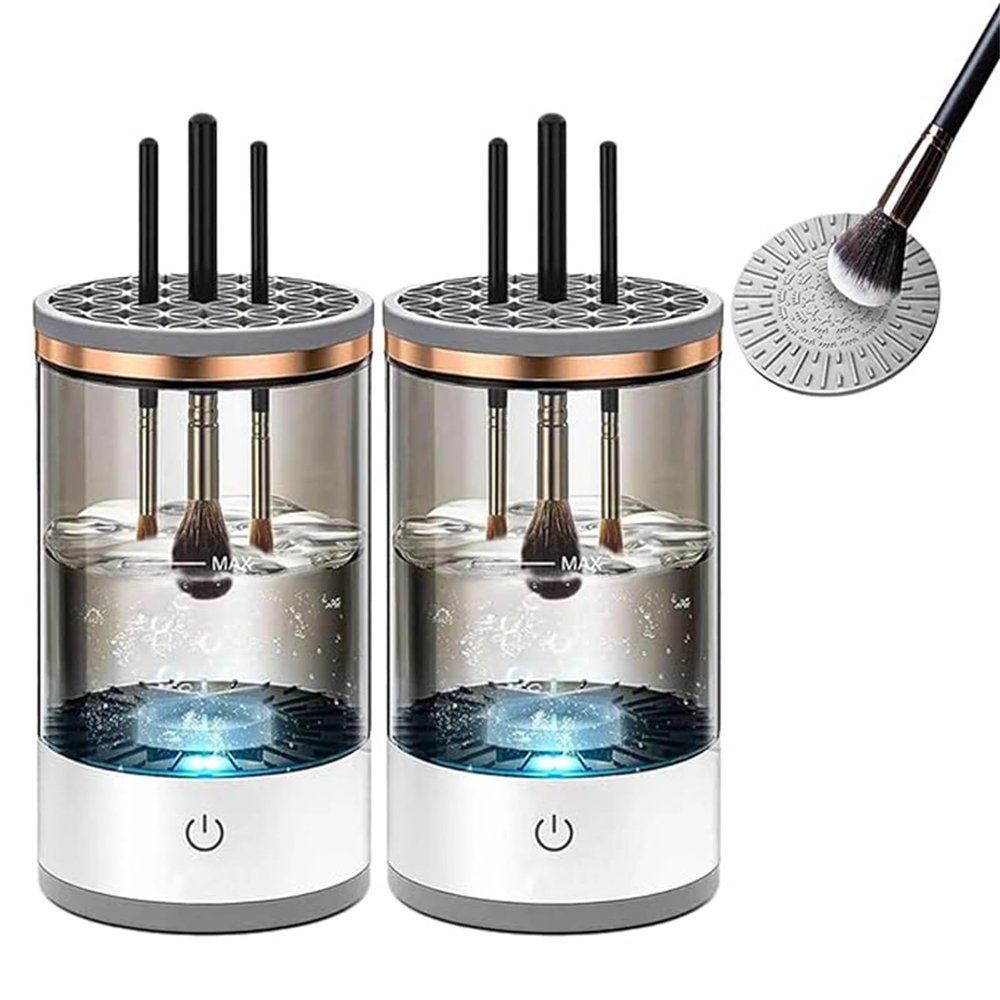 Brushly Pro Cosmetic Brush Cleaner, Makeup Brush Cleaner, Electric Makeup Brush Cleaner Machine, Automatic Spinning Makeup Brush Cleaner Fit Makeup Brush,Black,2PC