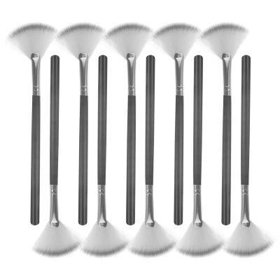 10pcs Fan Brushes, Soft Facial Makeup Facial Brushes Applicator Tools for Makeup Highlight Mask
