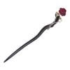 1 Piece Wooden Hair Sticks Chinese Style Wood Pearl Flocking Rose Flower Hair Chopsticks Buns Pin Hair Accessories for Women Girls,Black view 1