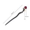 1 Piece Wooden Hair Sticks Chinese Style Wood Pearl Flocking Rose Flower Hair Chopsticks Buns Pin Hair Accessories for Women Girls,Black view 2