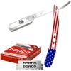 The Shave Factory Straight Edge Razor Kit - with Single Stainless Steel razors (USA + Red) view 1