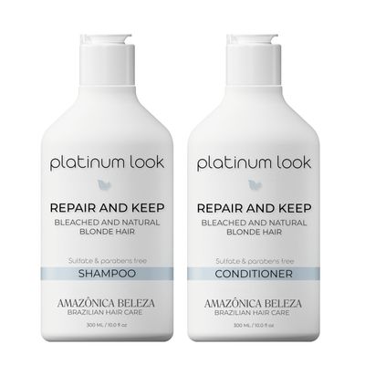 AMAZONICA BELEZA Blonde Purple Shampoo and Conditioner | Repairs, Moisturizes and Nourishes | Neutralizes Brassy Tones In Blonde Hair |10 Oz