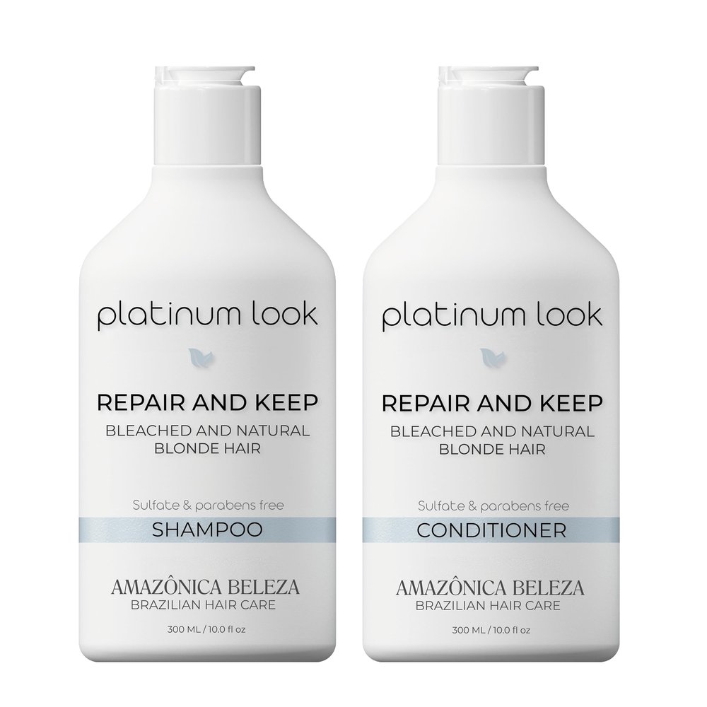 AMAZONICA BELEZA Blonde Purple Shampoo and Conditioner | Repairs, Moisturizes and Nourishes | Neutralizes Brassy Tones In Blonde Hair |10 Oz