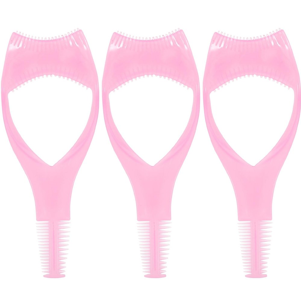 3Pcs Pink Lashes Buddy Eye Lash Mascara Guard Applicator Eyelash Comb Easy to Clean Fits Eye Shape 3-in-1 Faux Crystal Eyelash Brush Female Supply Mascara BrushesMakeup Brushes and Tools