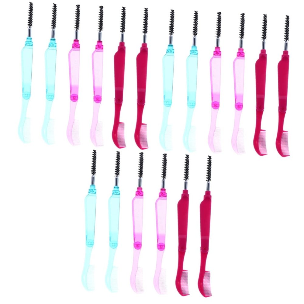 Beaupretty 18pcs Folding Eyebrow and Eyelash Combs Professional Eyelash Separator and Brow Comb for Precise Makeup Application Compact Design for Beauty Salons and Home Use Random Colors