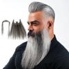 Voloria Fake Beard Human Hair Full Hand Tied Facial Hair Black Goatee False Beards Lace Invisible Fake Face Mustache Black Mixed White Color for Entertainment Drama Party Movie Makeup Halloween view 1