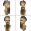 Voloria Fake Beard Human Hair Full Hand Tied Facial Hair Black Goatee False Beards Lace Invisible Fake Face Mustache Black Mixed White Color for Entertainment Drama Party Movie Makeup Halloween view 4
