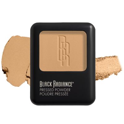 Black Radiance Pressed Powder, Pigment-Rich Matte Finish for Light Skin Tones, Oil-Absorbing Compact with Mirror & Sponge - Biscotti