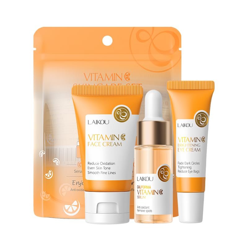 Skin Care Set Vitamin C Beauty Gift Sets Skin Care Kit with Serum, Eye Cream, Face Cream Travel Kit for Women Mom Wife Sister Daughter Teen Girls TSA-friendly Sizes Birthday Gift 3pcs
