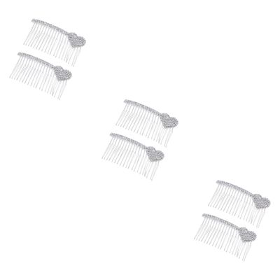 6 pcs crystal headpiece bridal veil bridal headpiece Bridal Hair Side Combs bride Veil Comb Women hair clip Bride Comb Alloy Comb Hair Comb wedding diamond Accessories decorate (Silverx3pcs Mx3pcs)