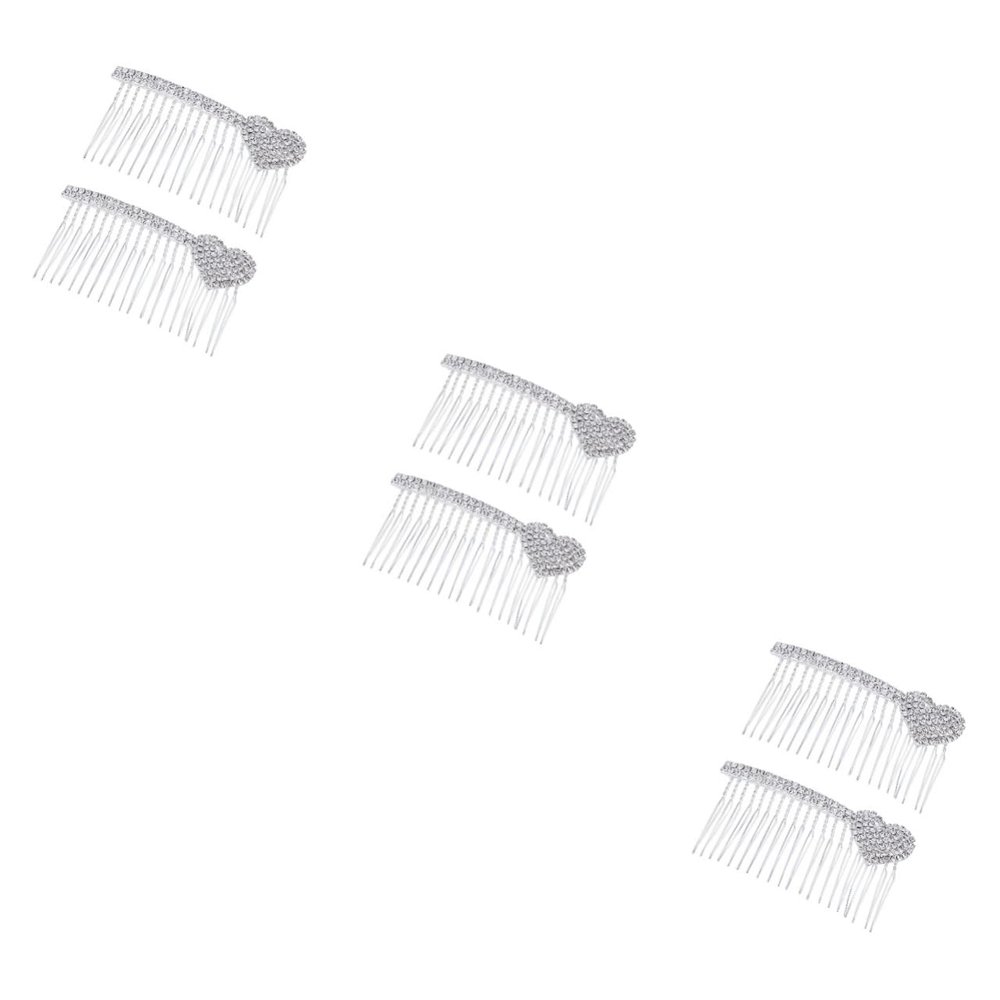 6 pcs crystal headpiece bridal veil bridal headpiece Bridal Hair Side Combs bride Veil Comb Women hair clip Bride Comb Alloy Comb Hair Comb wedding diamond Accessories decorate (Silverx3pcs Mx3pcs)