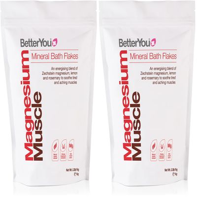 BetterYou Magnesium Muscle Bath Flakes - Mineral Bath Salts for Muscle Recovery - Post-Workout Soak for Sore Muscles - Natural Magnesium - 2.3 lb (Pack of 2)
