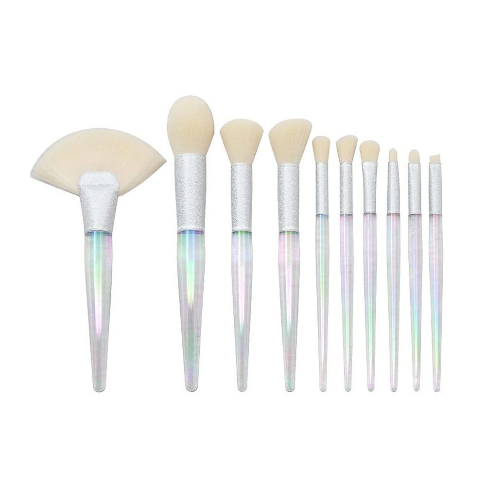 10 PCS Transparent Frosted Handle Makeup Brusher Beauty Tools Eye Shadow Powder Blush Eyebrow Brush Foundation (Color : B)