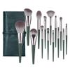 14 Brushes Set Green Large Loose Powder Eyeshadow Foundation Contour view 1