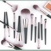 14 Brushes Set Green Large Loose Powder Eyeshadow Foundation Contour view 3