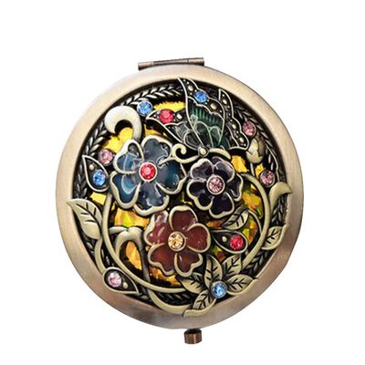 ZEBEYE Compact Mirror,Pocket Mirror,Vintage Round Pocket Mirror Compact Handbag Mirror Mini Purse Makeup Mirror, A-4