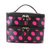 Angoily Portable Dots Pattern Double-layer Cosmetic Bag for Women Black and Rosy Zippered Makeup Organizer for Travel and Toiletry Essentials view 4