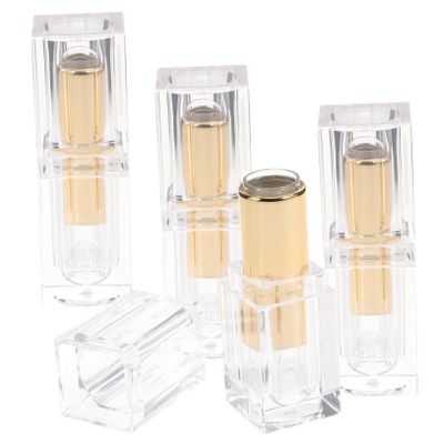 Angoily 4 Pcs Lipstick Empty Tube Lip Tint Plastic Containers Lip Balm Container Travel Lipstick Stand Mini, Transparent, 7.00X2.30X2.30CM