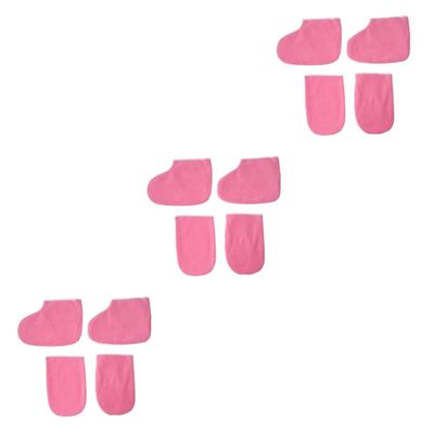 Beaupretty 6pairs Paraffin Wax Mitts and Booties for Hand and Heat Retention Cloth Gloves and Foot Straps Moisturizing Treatment for Soft Skin