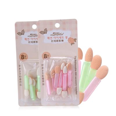 Beaupretty 8pcs Dual Sided Sponge Eyeshadow Applicators Soft Touch Makeup Brushes for Blending and Applying Eye Shadow Lightweight and Easy to Use Random Colors Included