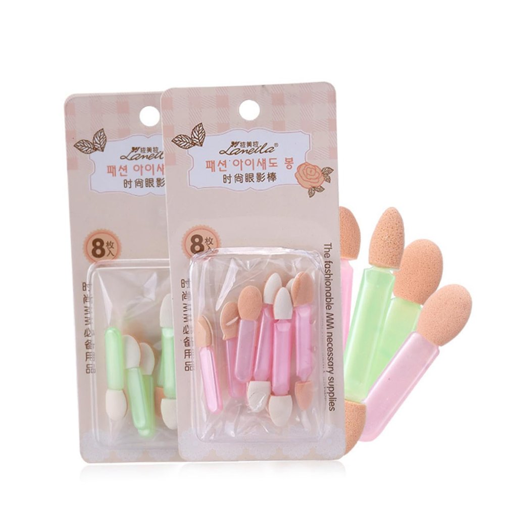 Beaupretty 8pcs Dual Sided Sponge Eyeshadow Applicators Soft Touch Makeup Brushes for Blending and Applying Eye Shadow Lightweight and Easy to Use Random Colors Included