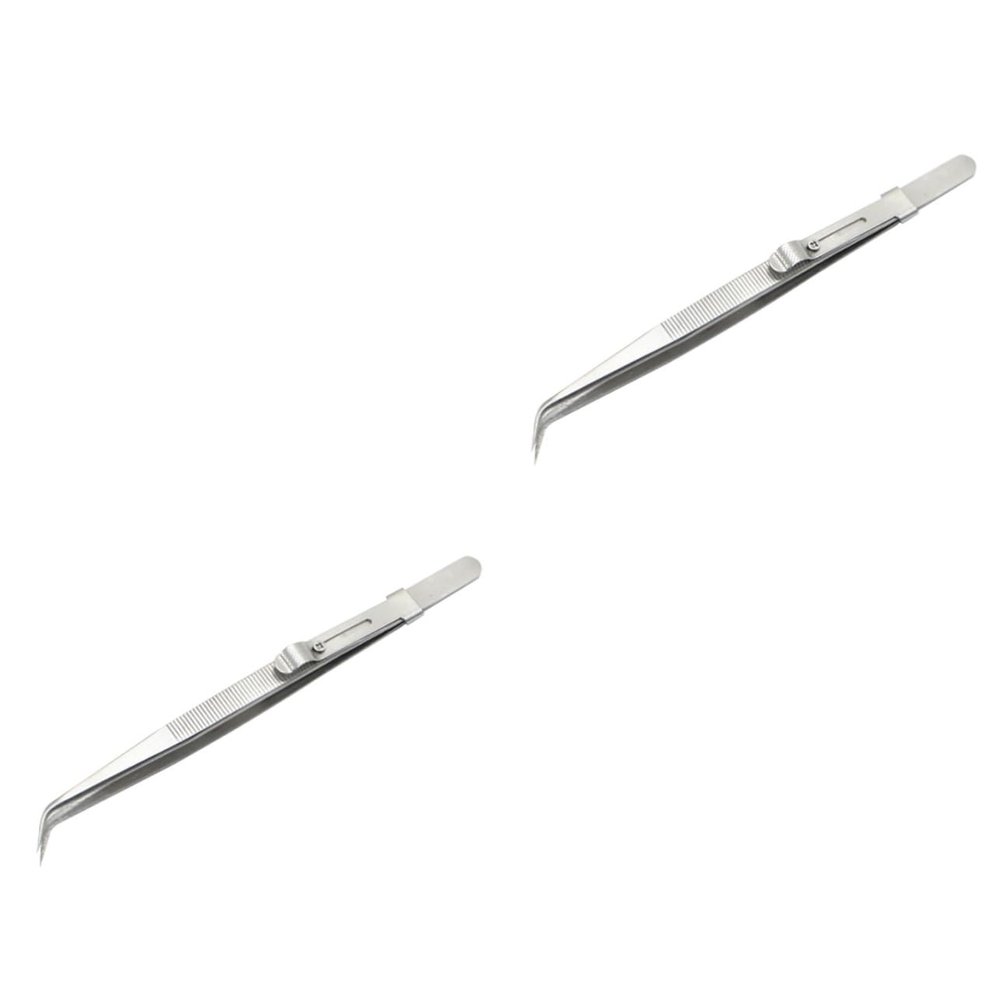 Mipcase 2pcs Multifunctional Tweezers Kit Steel Pointed Tweezers for Jewelry Lash Chin Hair Professional Diy Use