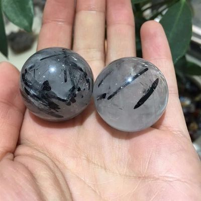 IPUDIS 2 Pack Natural Black Gold Stone Crystal Ball Balls