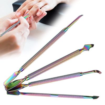 4Pcs Cuticle Pusher and Cutter with Storage Case, Stainless Steel Dual Head Cuticle Pusher Tool, Portable Nail Cuticle Remover Tool Nail Scraper, Professional Nail Tools for Manicure Pedicure