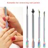 4Pcs Cuticle Pusher and Cutter with Storage Case, Stainless Steel Dual Head Cuticle Pusher Tool, Portable Nail Cuticle Remover Tool Nail Scraper, Professional Nail Tools for Manicure Pedicure view 4