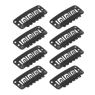 100Pcs 32mm Hairpieces Snap Clips, 6 Teeth U Shape Hair Extension Clips, Stainless Steel Wig Clip to Secure Wig no Sew for Hair Extensions Hairpiece Accessories