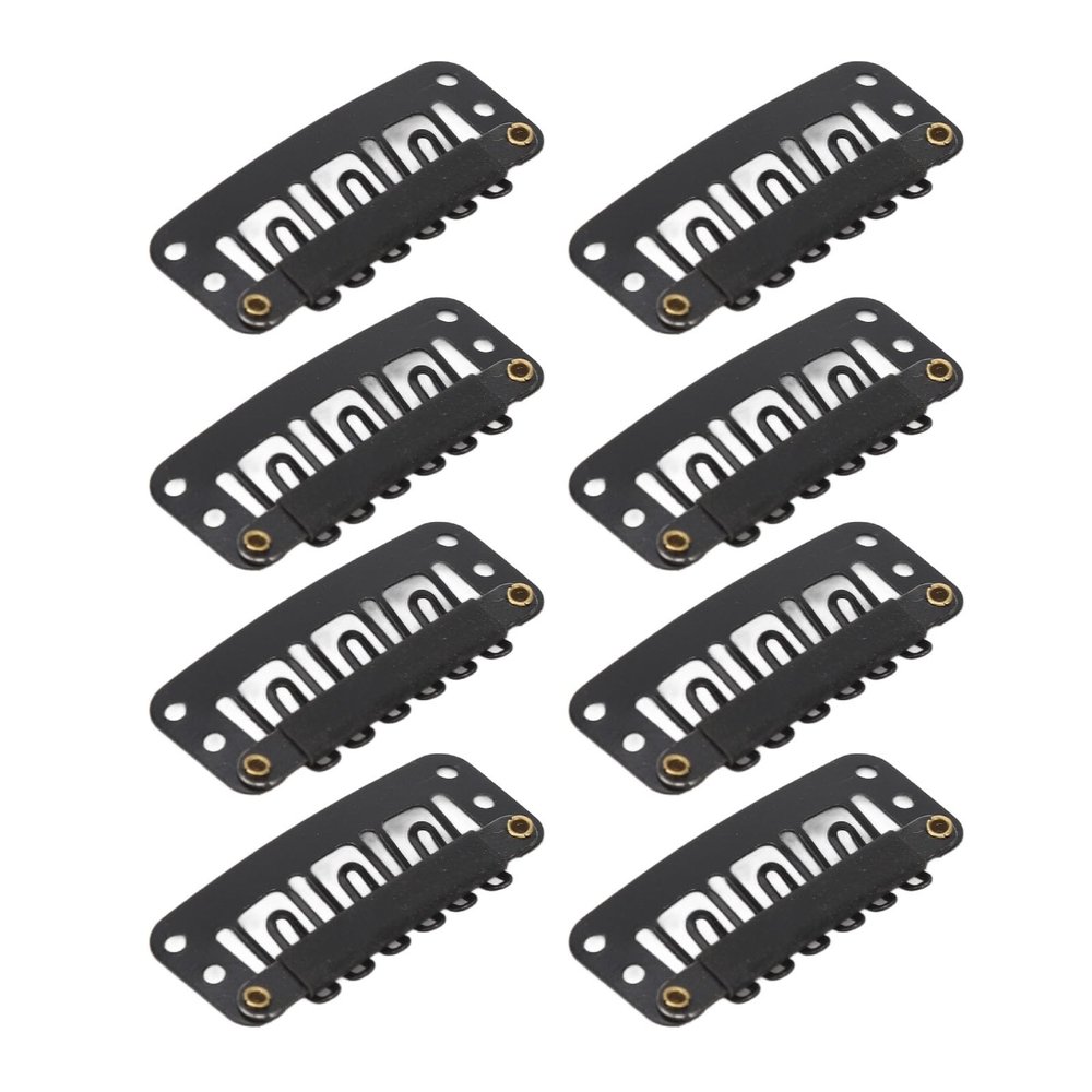 100Pcs 32mm Hairpieces Snap Clips, 6 Teeth U Shape Hair Extension Clips, Stainless Steel Wig Clip to Secure Wig no Sew for Hair Extensions Hairpiece Accessories