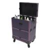 HinLIaDa Rolling Makeup Train Case, Cosmetic Travel Trolley 4 Tray with Sliding Rail, Beauty Trolley Cosmetic Organizer Box Handle Mirror w/ 4 Rolling Wheels, Waterproof (Purple) view 2