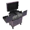 HinLIaDa Rolling Makeup Train Case, Cosmetic Travel Trolley 4 Tray with Sliding Rail, Beauty Trolley Cosmetic Organizer Box Handle Mirror w/ 4 Rolling Wheels, Waterproof (Purple) view 4