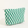 3 Pieces Makeup Bag Large Small Checkered Cosmetic Bag Capacity Canvas Travel Toiletry Bag Organizer Cute Makeup Brushes Aesthetic Accessories Storage Bag for Women (Green) view 4