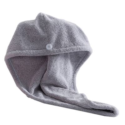 DOITOOL Simple Coral Hair Drying Towel Thick Water Absorbent Cap for Fast Drying Wet Hair Lightweight and Portable for Home Travel Use Grey
