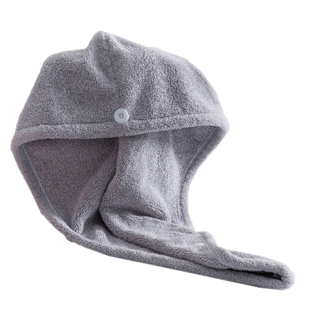 DOITOOL Simple Coral Hair Drying Towel Thick Water Absorbent Cap for Fast Drying Wet Hair Lightweight and Portable for Home Travel Use Grey