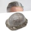 Toupee For Men Replacement System Real Human Hair Durable Invisible Mens Toupee Hair Piece For Men Poly Men Hair System Toupee6x8Medium light to Medium density#565 5# MEDIUM LIGHT BROWN+65% GREY view 1