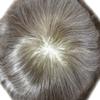 Toupee For Men Replacement System Real Human Hair Durable Invisible Mens Toupee Hair Piece For Men Poly Men Hair System Toupee6x8Medium light to Medium density#565 5# MEDIUM LIGHT BROWN+65% GREY view 4