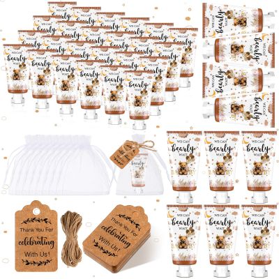 Dansib 48 Sets Winter Baby Shower Hand Cream Gift Party Favors for Guests Gift Bulk Mini Travel Size Hand Lotion Set for Guests(Bear)