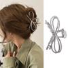 1Pcs Metal Silver Bow Hair Claw Clips - Large Fashion Hair Accessories for Women Girls, Strong Hold Alloy Elegant Jaw Grip Clips for Thin or Thick Hair Styling view 1