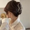 1Pcs Metal Silver Bow Hair Claw Clips - Large Fashion Hair Accessories for Women Girls, Strong Hold Alloy Elegant Jaw Grip Clips for Thin or Thick Hair Styling view 4