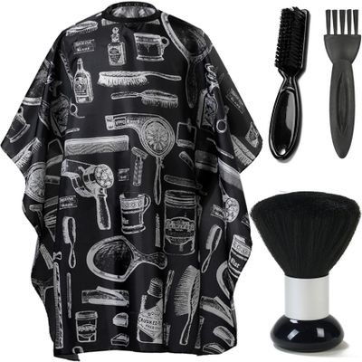 Borogo Professional Hair Cutting Cape with Neck Duster Brush, Adjustable Waterproof Salon Closure Barber Cape Hair Cutting Accessories Black Floral Print