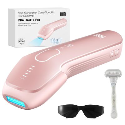 INIA Laser Hair Removal with Ice-Cooling Care for Women and Men, HAUTE Pro Painless at-Home IPL Hair Remover for Coarse Hair in Bikini All Body Areas, Latest Generation for Effective Results (Pink)