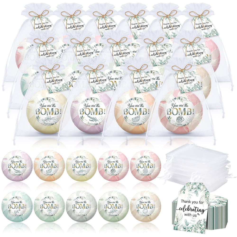 Dansib 50 Packs Wedding Party Favors Bulk Eucalyptus Bath Bombs Spa Gifts Shower Steamers Individually Bridal Shower Favors Gifts Bachelorette Favors Prizes for Guests Women Men