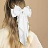 AYBLOOM Silky Satin Hair Bows, Oversized Long Tail Aesthetic Hair Accessories (2 Pack, Black + White) view 2
