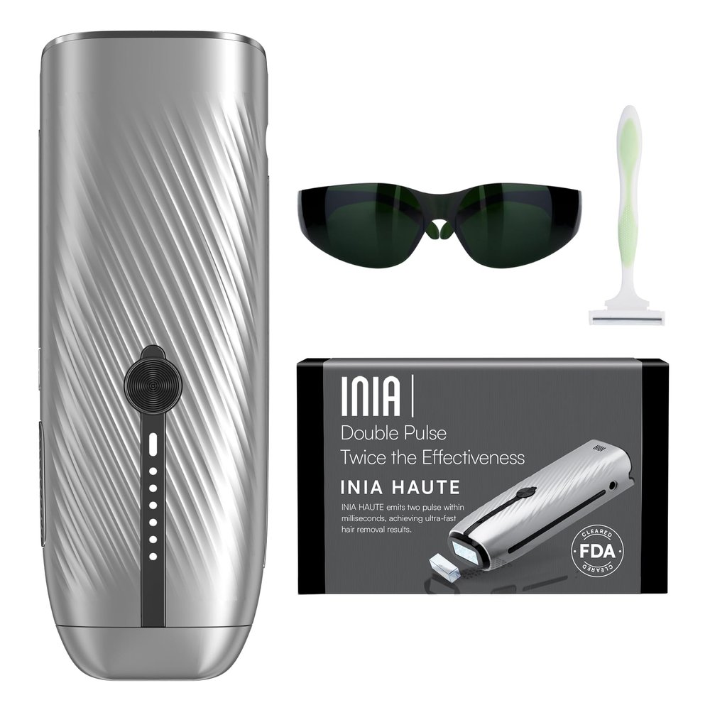 INIA Laser Hair Removal for Women and Men, IPL Hair Removal Device with Ice-Cooling, Double Effectiveness & 5 Flashes per Second for Long-Lasting and Nearly Painless Results