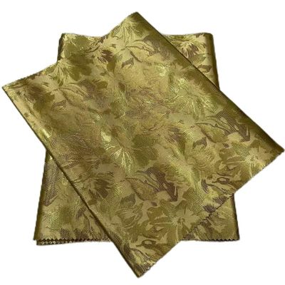 2024 Nigerian Fashion Aso Oke Can Make Auto Gele African Auto Gele Tuban Cap Headtie Wraps Fabric 2piece/Pack For Women Wedding. (gold)
