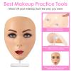 3D Makeup Practice Kit, Reusable Silicone Practice Face Board/Makeup Mannequin Face,with Brushes&Eyebrow Pencils&Eyelashes&Bag&Eyeshadow&Lipstick view 3