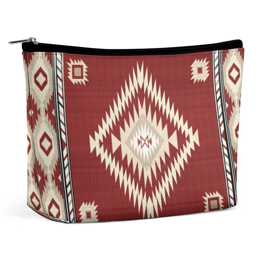 Yandier Southwestern Native American Aztec Navajo Indian Portable Cosmetic Bag Multifunction Storage Pouch PU Makeup Bag, Stationery Organizer with Zipper for Reunion Office